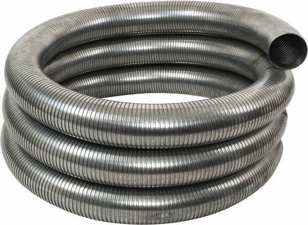 Federal Hose - 4" ID, -60 to 400°F, Galvanized Steel Unlined Flexible Metal Duct Hose - 18" Bend Radius, 25' Long - Apex Tool & Supply
