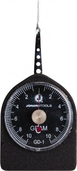 Jonard Tools - 0.02 Lb. Capacity, Mechanical Tension and Compression Force Gage - 0.25 gf Resolution, Aluminum Housing - Apex Tool & Supply