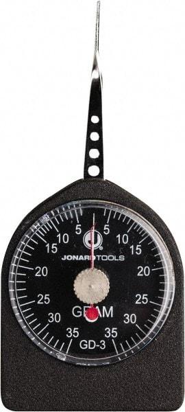 Jonard Tools - 0.08 Lb. Capacity, Mechanical Tension and Compression Force Gage - 1 gf Resolution, Aluminum Housing - Apex Tool & Supply