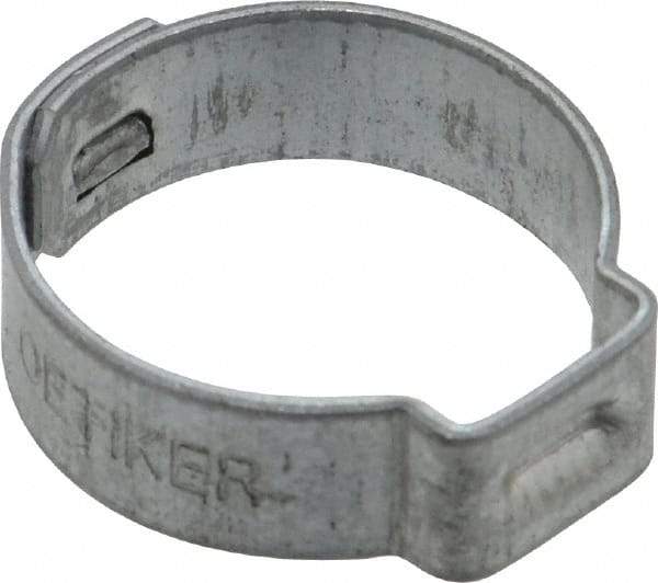 Oetiker - 17 to 19.8mm, Zinc-Plated 1-Ear Clamp - 3/4" Noml Size, 9mm Inner Width, 7mm Wide x 0.75mm Thick, Carbon Steel - Apex Tool & Supply