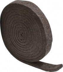 Made in USA - 1/4 Inch Thick x 1 Inch Wide x 10 Ft. Long, Felt Stripping - Gray, Plain Backing - Apex Tool & Supply