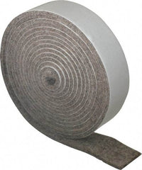 Made in USA - 1/8 Inch Thick x 1 Inch Wide x 10 Ft. Long, Felt Stripping - Gray, Adhesive Backing - Apex Tool & Supply