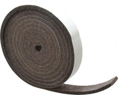 Made in USA - 1/4 Inch Thick x 1 Inch Wide x 10 Ft. Long, Felt Stripping - Gray, Adhesive Backing - Apex Tool & Supply