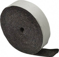 Made in USA - 1/8 Inch Thick x 1 Inch Wide x 10 Ft. Long, Felt Stripping - Gray, Adhesive Backing - Apex Tool & Supply