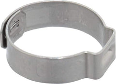 Oetiker - 17 to 19.8mm, 1-Ear Clamp - 3/4" Noml Size, 9mm Inner Width, 7mm Wide x 0.6mm Thick, Stainless Steel - Apex Tool & Supply