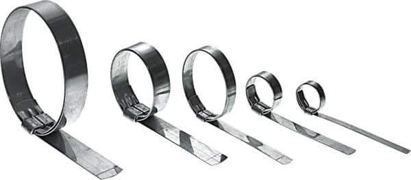 IDEAL TRIDON - 3-1/2" ID, Grade 201, Stainless Steel Preformed J-Type Clamp - 3/4" Wide x 0.03" Thick - Apex Tool & Supply