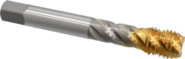 OSG - 3/4-10 UNC 4 Flute 2B Modified Bottoming Spiral Flute Tap - Vanadium High Speed Steel, TiN Finish, 125mm OAL, Right Hand Flute, Right Hand Thread - Apex Tool & Supply