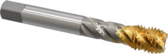 OSG - 3/4-10 UNC 4 Flute 2B Modified Bottoming Spiral Flute Tap - Vanadium High Speed Steel, TiN Finish, 125mm OAL, Right Hand Flute, Right Hand Thread - Apex Tool & Supply
