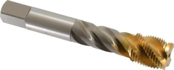 OSG - 3/4-16 UNF 4 Flute 2B Modified Bottoming Spiral Flute Tap - Vanadium High Speed Steel, TiN Finish, 110mm OAL, Right Hand Flute, Right Hand Thread - Apex Tool & Supply