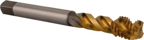 OSG - M14x2.00 Metric Coarse 3 Flute 6H Modified Bottoming Spiral Flute Tap - Vanadium High Speed Steel, TiN Finish, 110mm OAL, Right Hand Flute, Right Hand Thread - Apex Tool & Supply