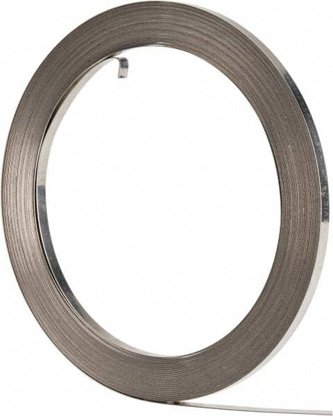 IDEAL TRIDON - Grade 201, Stainless Steel Banding Strap Roll - 3/8" Wide x 0.025" Thick - Apex Tool & Supply