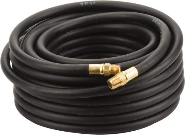 Continental ContiTech - 1/4" ID x 1/2" OD 50' Long Multipurpose Air Hose - MNPT x MNPT Ends, 200 Working psi, -40 to 190°F, 1/4" Fitting, Black - Apex Tool & Supply