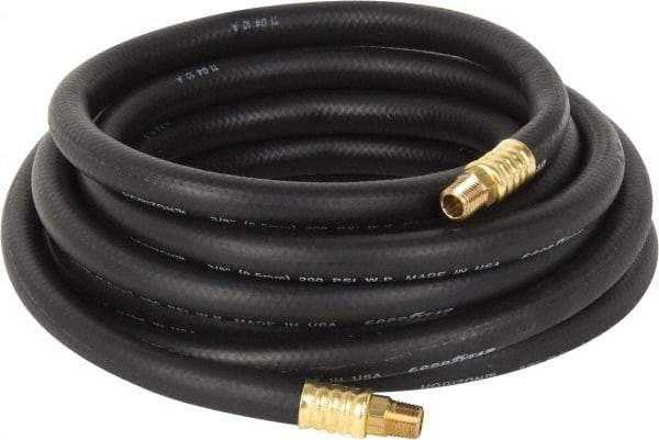 Continental ContiTech - 3/8" ID x 0.669" OD 25' Long Multipurpose Air Hose - MNPT x MNPT Ends, 200 Working psi, -40 to 190°F, 1/4" Fitting, Black - Apex Tool & Supply