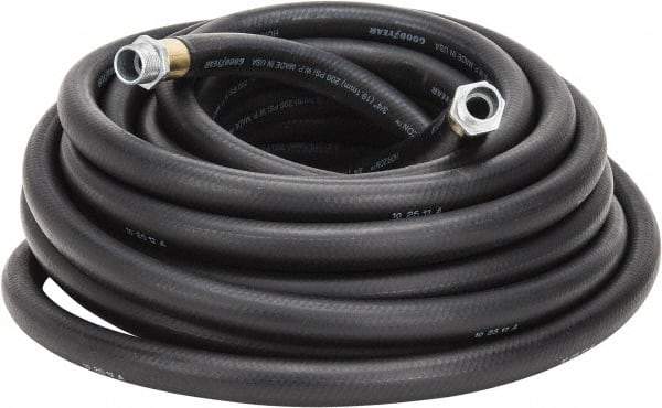 Continental ContiTech - 3/4" ID x 1.118" OD 50' Long Multipurpose Air Hose - MNPT x MNPT Ends, 200 Working psi, -40 to 190°F, 3/4" Fitting, Black - Apex Tool & Supply