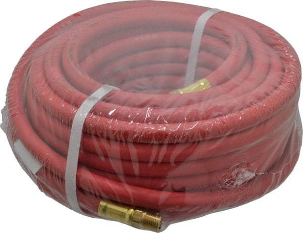 Continental ContiTech - 1/4" ID x 0.527" OD 50' Long Multipurpose Air Hose - MNPT x MNPT Ends, 250 Working psi, -40 to 190°F, 1/4" Fitting, Red - Apex Tool & Supply