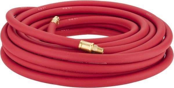 Continental ContiTech - 3/8" ID x 0.7" OD 50' Long Multipurpose Air Hose - MNPT x MNPT Ends, 250 Working psi, -40 to 190°F, 1/4" Fitting, Red - Apex Tool & Supply