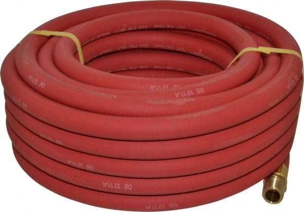 Continental ContiTech - 1/2" ID x 0.838" OD 50' Long Multipurpose Air Hose - MNPT x MNPT Ends, 250 Working psi, -40 to 190°F, 1/2" Fitting, Red - Apex Tool & Supply