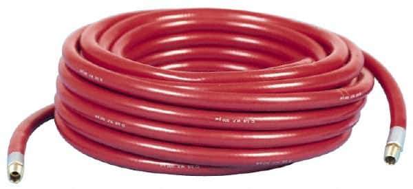 Made in USA - 3/8" ID x 5/8" OD 50' Long Multipurpose Air Hose - MNPT x MNPT Ends, 300 Working psi, -10 to 150°F, 1/4" Fitting, Yellow - Apex Tool & Supply