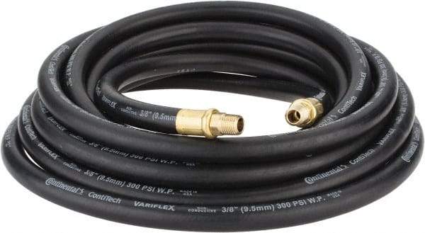Continental ContiTech - 3/8" ID x 0.688" OD 25' Long Oil Resistant Air Hose - MNPT x MNPT Ends, 300 Working psi, -20 to 190°F, 1/4" Fitting, Black - Apex Tool & Supply