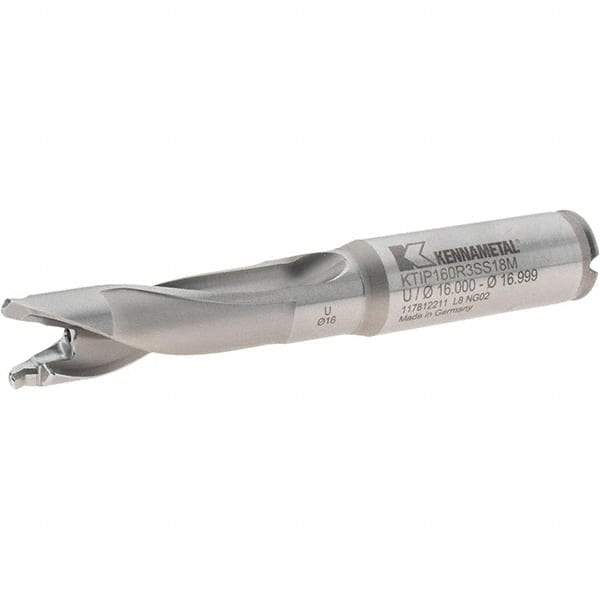 Kennametal - 16 to 16.99mm Diam, 3xD, 51mm Max Depth, 18mm Shank Diam, 70mm Flute, 122mm OAL, Replaceable Tip Drill - KTIP1600HPM Insert, U Seat Size, Series KenTIP - Apex Tool & Supply