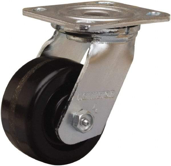 Hamilton - 4" Diam x 2" Wide x 5-5/8" OAH Top Plate Mount Swivel Caster - Phenolic, 800 Lb Capacity, Straight Roller Bearing, 4 x 4-1/2" Plate - Apex Tool & Supply