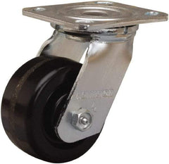 Hamilton - 4" Diam x 2" Wide x 5-5/8" OAH Top Plate Mount Swivel Caster - Phenolic, 800 Lb Capacity, Straight Roller Bearing, 4 x 4-1/2" Plate - Apex Tool & Supply