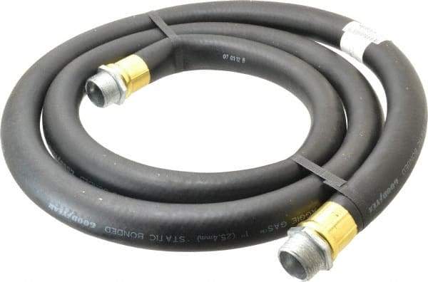 Continental ContiTech - 1" ID x 1-1/8" OD x 8' OAL, NPT Male x Male Petroleum Transfer Hose - 100 Max Working psi, 1" Fitting, Black - Apex Tool & Supply
