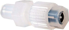 NewAge Industries - 1/4" Tube OD, PFA PTFE Plastic Compression Tube Male Connector - 1/8 NPT Pipe, 500°F Max, 1/8 Thread - Apex Tool & Supply