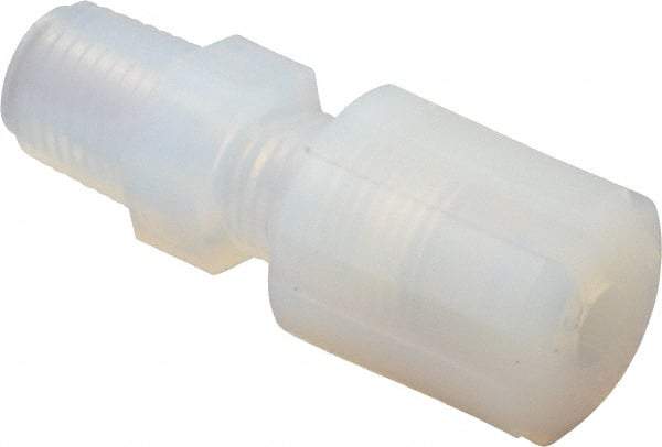 NewAge Industries - 1/4" Tube OD, PFA PTFE Plastic Compression Tube Male Connector - 1/4 NPT Pipe, 500°F Max, 1/4 Thread - Apex Tool & Supply