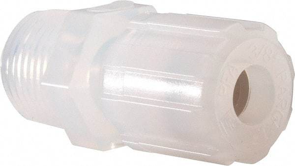 NewAge Industries - 3/8" Tube OD, PFA PTFE Plastic Compression Tube Male Connector - 1/2 NPT Pipe, 500°F Max, 1/2 Thread - Apex Tool & Supply