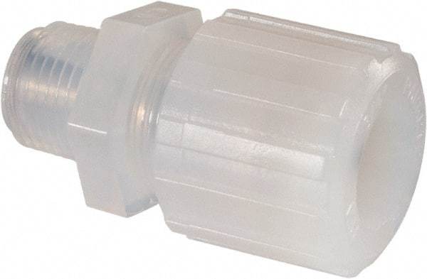 NewAge Industries - 3/4" Tube OD, PFA PTFE Plastic Compression Tube Male Connector - 1/2 NPT Pipe, 500°F Max, 1/2 Thread - Apex Tool & Supply