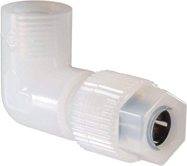NewAge Industries - 3/8" Tube OD, PFA PTFE Plastic Compression Tube Female Elbow - 1/4 NPT Pipe, 500°F Max, 1/4 Thread - Apex Tool & Supply