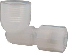 NewAge Industries - 3/8" Tube OD, PFA PTFE Plastic Compression Tube Female Elbow - 1/2 NPT Pipe, 500°F Max, 1/2 Thread - Apex Tool & Supply