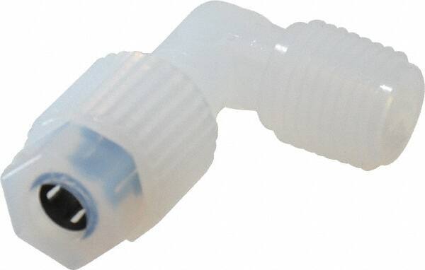 NewAge Industries - 1/4" Tube OD, PFA PTFE Plastic Compression Tube Male Elbow - 1/4 NPT Pipe, 500°F Max, 1/4 Thread - Apex Tool & Supply