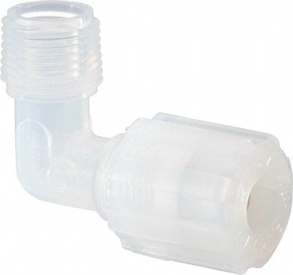 NewAge Industries - 3/8" Tube OD, PFA PTFE Plastic Compression Tube Male Elbow - 3/8 NPT Pipe, 500°F Max, 3/8 Thread - Apex Tool & Supply