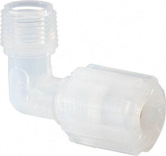 NewAge Industries - 3/8" Tube OD, PFA PTFE Plastic Compression Tube Male Elbow - 3/8 NPT Pipe, 500°F Max, 3/8 Thread - Apex Tool & Supply