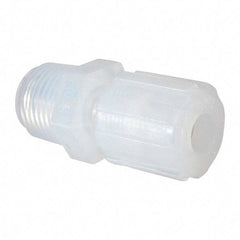 NewAge Industries - 3/8" Tube OD, PFA PTFE Plastic Compression Tube Male Elbow - 1/2 NPT Pipe, 500°F Max, 1/2 Thread - Apex Tool & Supply
