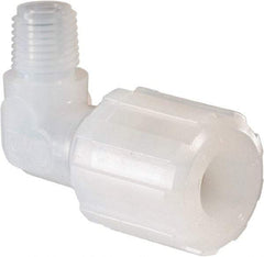 NewAge Industries - 1/2" Tube OD, PFA PTFE Plastic Compression Tube Male Elbow - 1/4 NPT Pipe, 500°F Max, 1/4 Thread - Apex Tool & Supply