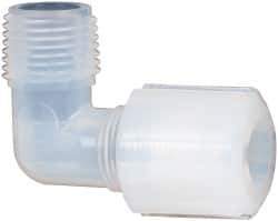 NewAge Industries - 1/2" Tube OD, PFA PTFE Plastic Compression Tube Male Elbow - 3/8 NPT Pipe, 500°F Max, 3/8 Thread - Apex Tool & Supply