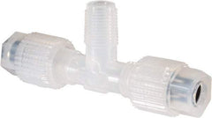 NewAge Industries - 1/4" Tube OD, PFA PTFE Plastic Compression Tube Male Branch Tee - 1/8 NPT Pipe, 500°F Max, 1/8 Thread - Apex Tool & Supply