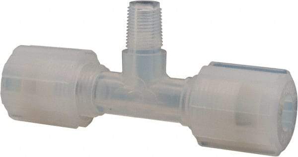 NewAge Industries - 1/4" Tube OD, PFA PTFE Plastic Compression Tube Male Branch Tee - 3/8 NPT Pipe, 500°F Max, 3/8 Thread - Apex Tool & Supply