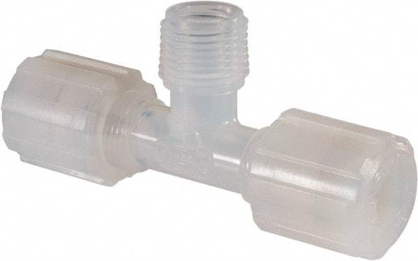 NewAge Industries - 3/8" Tube OD, PFA PTFE Plastic Compression Tube Male Branch Tee - 3/8 NPT Pipe, 500°F Max, 3/8 Thread - Apex Tool & Supply
