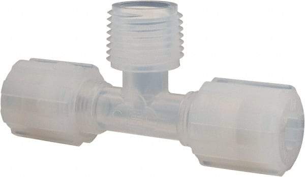NewAge Industries - 3/8" Tube OD, PFA PTFE Plastic Compression Tube Male Branch Tee - 1/2 NPT Pipe, 500°F Max, 1/2 Thread - Apex Tool & Supply