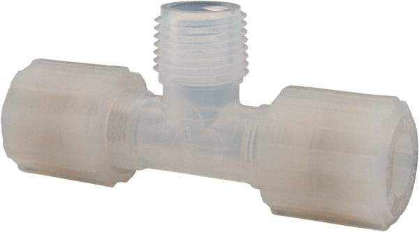 NewAge Industries - 1/2" Tube OD, PFA PTFE Plastic Compression Tube Male Branch Tee - 1/2 NPT Pipe, 500°F Max, 1/2 Thread - Apex Tool & Supply
