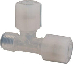 NewAge Industries - 1/2" Tube OD, PFA PTFE Plastic Compression Tube Male Run Tee - 1/2 NPT Pipe, 500°F Max, 1/2 Thread - Apex Tool & Supply