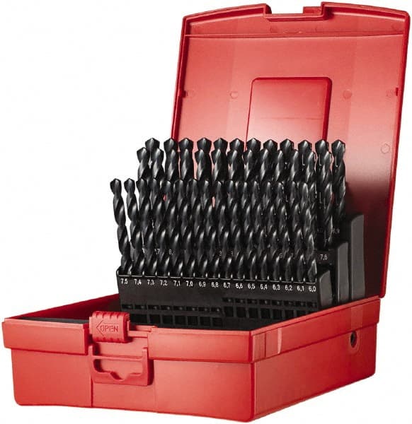 DORMER - 6 to 10mm, 118° Point, Oxide Finish, High Speed Steel Jobber Length Drill Bit Set - Apex Tool & Supply