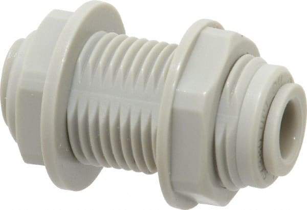 Value Collection - 1/4" Outside Diam, Acetal Push-to-Connect Tube Bulkhead Union - 150 Max psi - Apex Tool & Supply