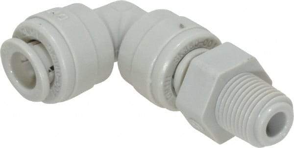 Value Collection - 1/4" Outside Diam, 1/8 NPT, Acetal Push-to-Connect Tube Male Swivel Elbow - 150 Max psi - Apex Tool & Supply