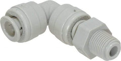 Value Collection - 1/4" Outside Diam, 1/8 NPT, Acetal Push-to-Connect Tube Male Swivel Elbow - 150 Max psi - Apex Tool & Supply