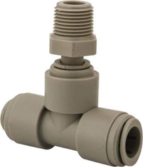 Value Collection - 1/2" Outside Diam, 3/8 NPT, Acetal Push-to-Connect Male Swivel Branch Tee - 150 Max psi - Apex Tool & Supply